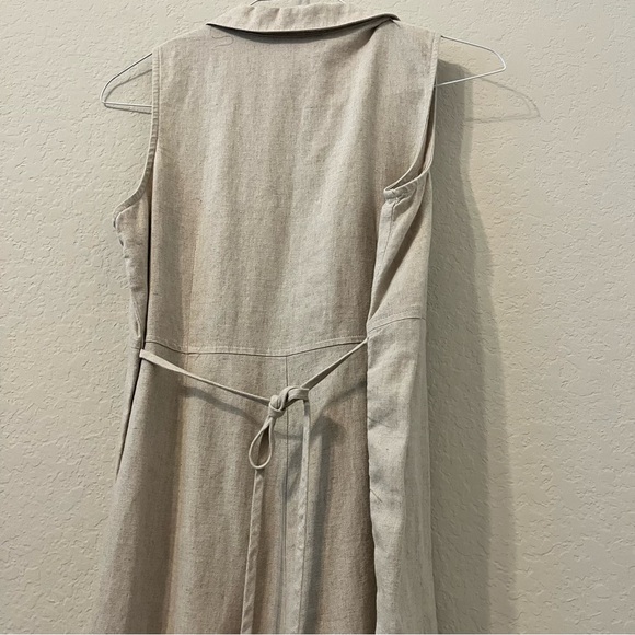 Maternity Sleeveless Neutral Collared Linen-Blend Cropped Jumpsuit Natural fiber - Picture 8 of 8